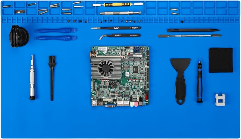 Kaisi Extra Large Soldering Mat, 27.6''x15.7'' Oversized 932°F Heat Resistant Silicone Solder Mat, Large Repair Workbench Pad for Electronics Phone Watch Laptop Repair, BGA Soldering Iron - Blue - Image 1